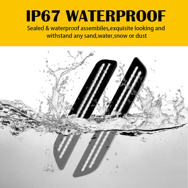 For 10-14 Ford Mustang LED Front & Rear Fender Side Marker Light Smoke Lens, White