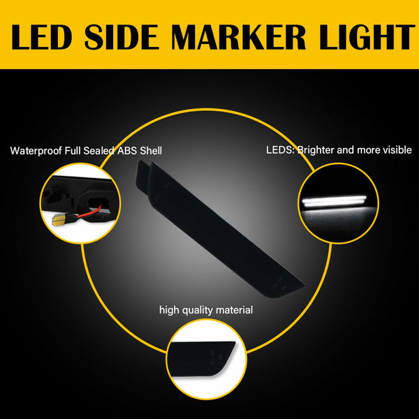 For 10-15 Chevy Camaro Side Marker Light White LED Front Rear Bumper Lamp