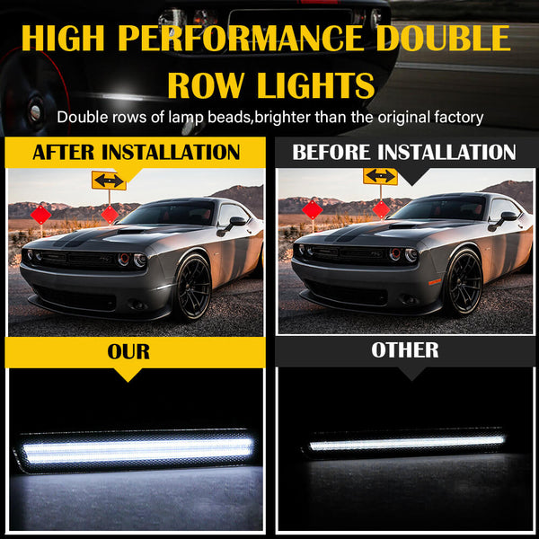 For 15-22 Challenger Front Bumper LED Side Marker Light, Smoke