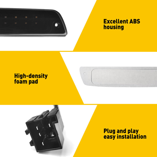 For 1994-2001 Dodge Ram 1500/2500/3500 Smoke 3rd LED Brake Light Cargo Lamp High Mount Brake Light Replacement (Switchable Cargo/Brake Light)