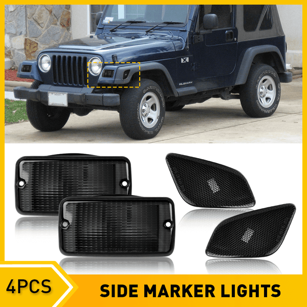 For 1997-2006 Jeep Wrangler TJ Front Bumper Turn Signal and Side Marker  Light Housing Kit