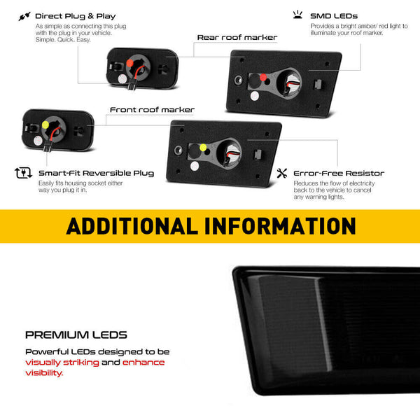 For 2003-2009 HUMMER H2 Front Rear LED Side Marker Light Kit Amber/Red, 4pcs