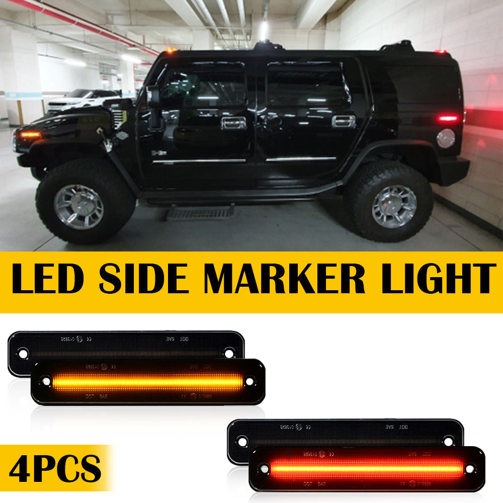 For 2003-2009 HUMMER H2 Front Rear LED Side Marker Light Kit, 4pcs