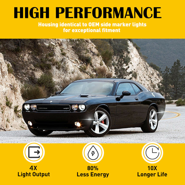 For 2008-2014 Challenger And 11-14 Charger LED Rear Side Marker Lights, White