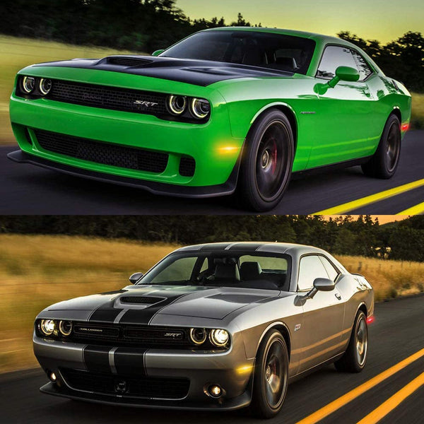 For 2008-2014 Dodge Challenger Smoke Front & Rear Bumper Side Marker Lights