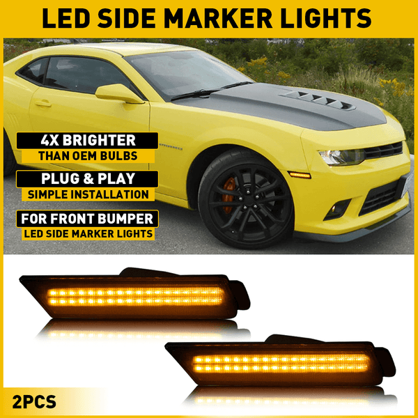 For 2010-2015 Chevy Camaro Red Amber Smoked Lens LED Side Marker Lights