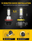 H11 H8 H9 Fanless Plug and Play for High Low Beam/Fog lights, 6500K White Pack of 2