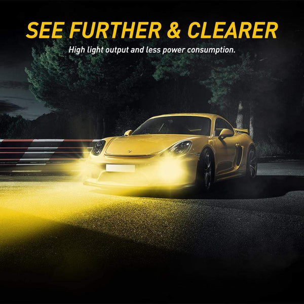 H8 H11 LED Fog Light Bulbs 4000 Lumens with CSP Chipsets Golden Yellow for DRL or Fog Lights Lamp Replacement