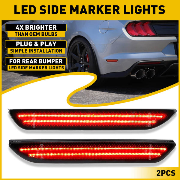 LED Rear Bumper Side Marker Lights Lamps Pair For 2015-2022 Ford Mustang
