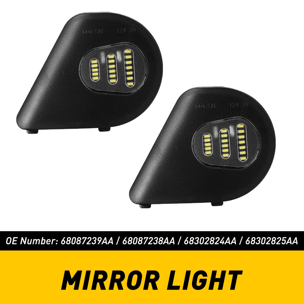LED Side Mirror Puddle Light Lamps Assembly for 2010-2019 Dodge Ram 1500 2500 3500 4500 5500 Towing Mirror Lights, 6000K Cool White, 2pcs