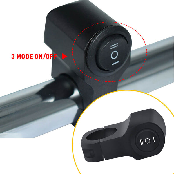 Waterproof Motorcycle 7/8 Inch Handlebar LED Light Switch – ON/OFF For Headlight, Fog, Or Spot Lights – 12V IP67
