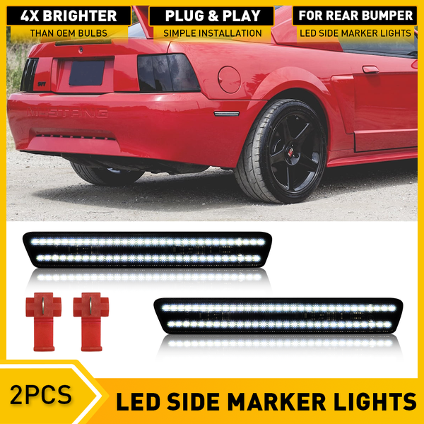 Rear Bumper LED Side Marker Light with Double-Row LED Bead Fit For 99-09 Ford Mustang