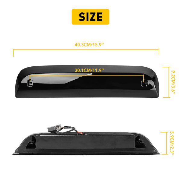 Smoke LED Third 3rd Brake Light for 2014-2018 Chevy Silverado GMC Sierra 1500 2500 3500 HD, Rear Cargo Lamp High Mount Stop light