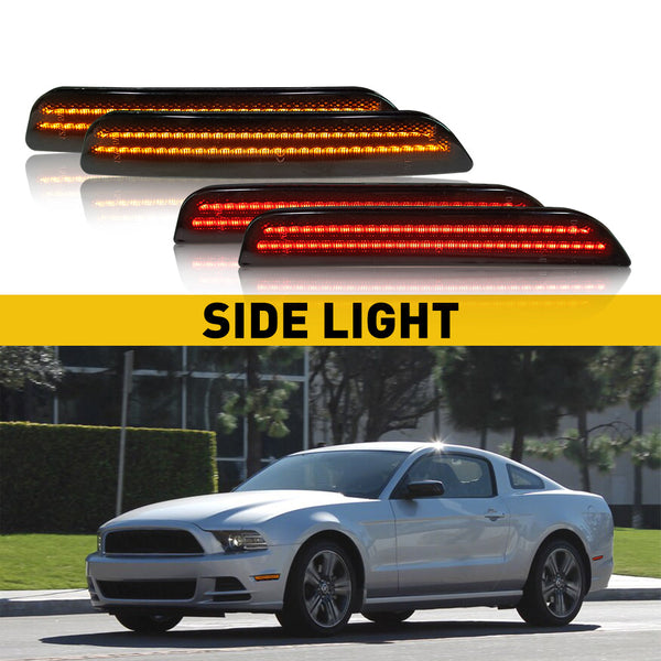 Smoke Lens White Light for 10-14 Ford Mustang Front & Rear LED Side Marker Lights