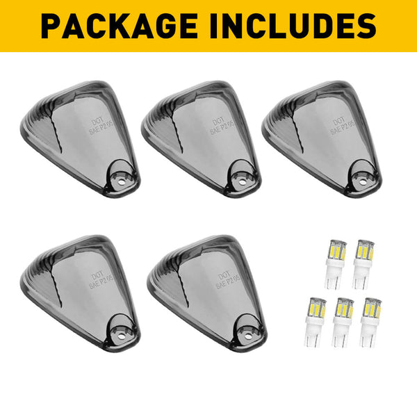 Smoked Len White Light LED Truck Cab Light for 99-16 Ford E150-450 and F250-750 Super Duty Pickup Trucks