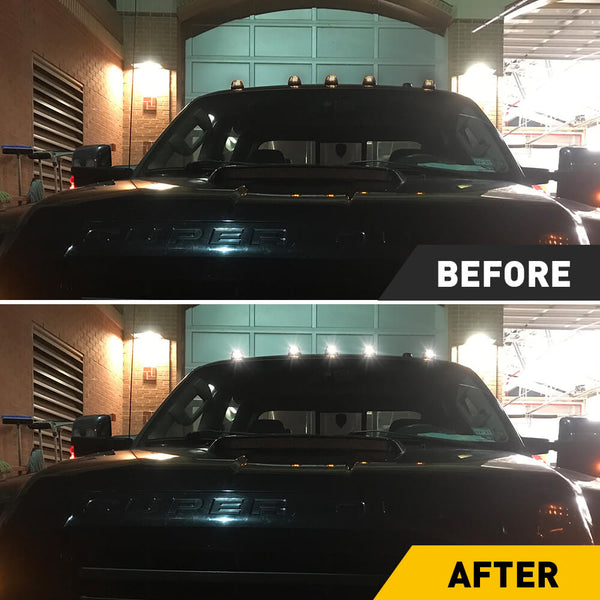 Smoked Len White Light LED Truck Cab Light for 99-16 Ford E150-450 and F250-750 Super Duty Pickup Trucks