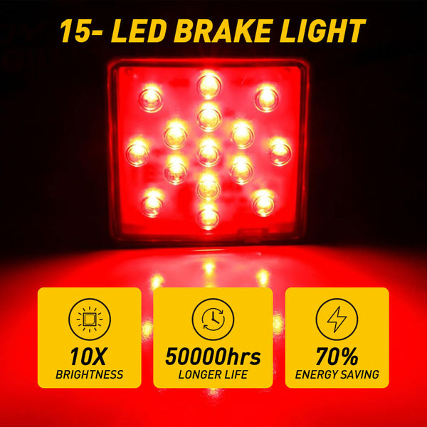 Smoked Shell 15pcs LED Brake Light Trailer Hitch Cover (1 pack)