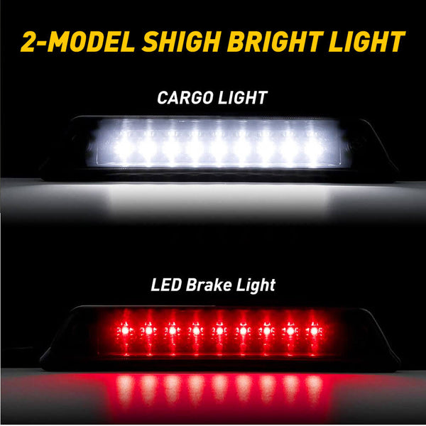 Smoked Shell Lens Red+White Super Bright LED Third Brake Light, Cargo and Brake Light Compatible with 09-14 Ford F150 Models