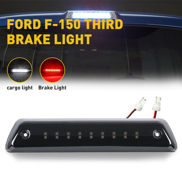 Smoked Shell Lens Red+White Super Bright LED Third Brake Light, Cargo and Brake Light Compatible with 09-14 Ford F150 Models