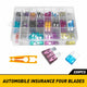 Standard & Mini Size 220 Pieces Car Fuses Assortment Kit, and 12-Way Blade Car Fuse Box with Waterproof Cover (with 24pcs Fuse), Replacement Fuses for Universal Vehicle