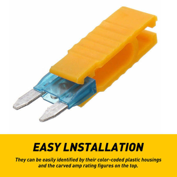 Standard & Mini Size 220 Pieces Car Fuses Assortment Kit, and 12-Way Blade Car Fuse Box with Waterproof Cover (with 24pcs Fuse), Replacement Fuses for Universal Vehicle