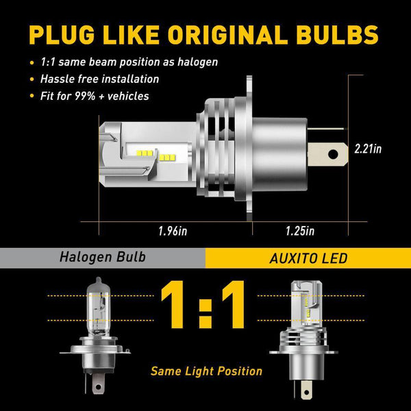 Toyota Tundra (2000-2006) H4 LED Bulbs 12000lm/set, CANBUS Free Wireless High Beam and Low Beam Bulbs
