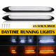 Universal LED Daytime Running Lights Strips White Light Turn Signal Yellow Flow-15.5/23.5/27.5/34.5cm