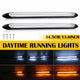 Universal LED Daytime Running Lights Strips White Light Turn Signal Yellow Flow-15.5/23.5/27.5/34.5cm