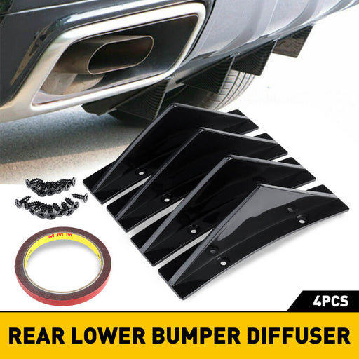 Universal Triangle Rear Bumper Diffuser for Cars，Triangle Type Black/ Carbon Fiber, 4pcs